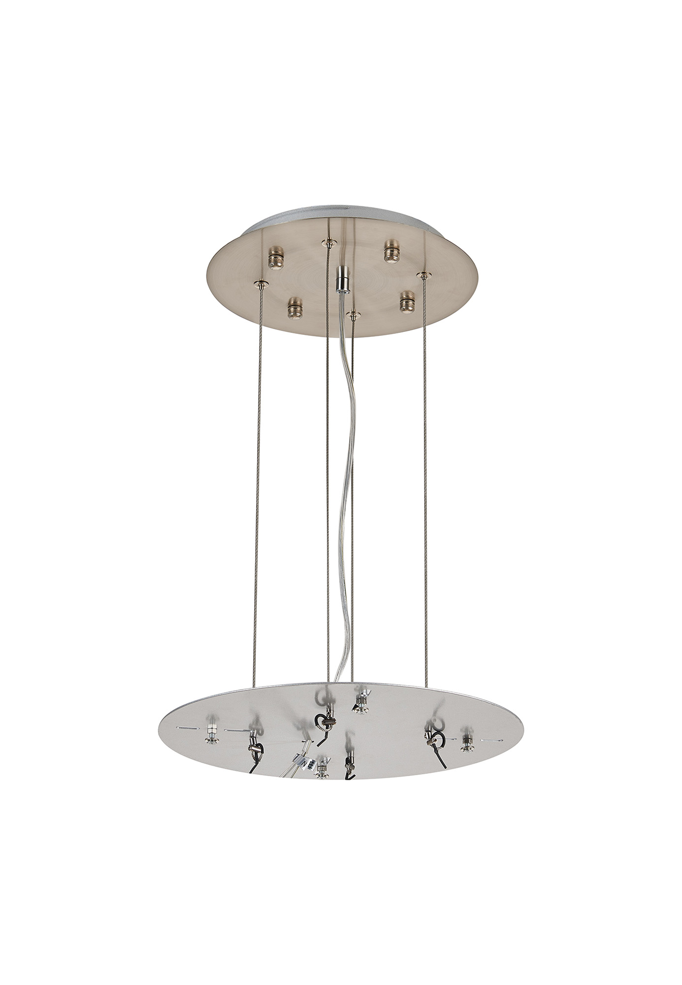 D0923SN/SI  Lowan 310mm, 3m Suspension Plate c/w Power Cable To Lower Flush Fittings, Satin Nickel/Silver Max Load 20kg (ONLY TESTED FOR OUR RANGE OF PRODUCTS)
